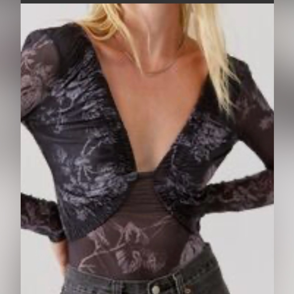 Urban Outfitters Black Floral Bodysuit